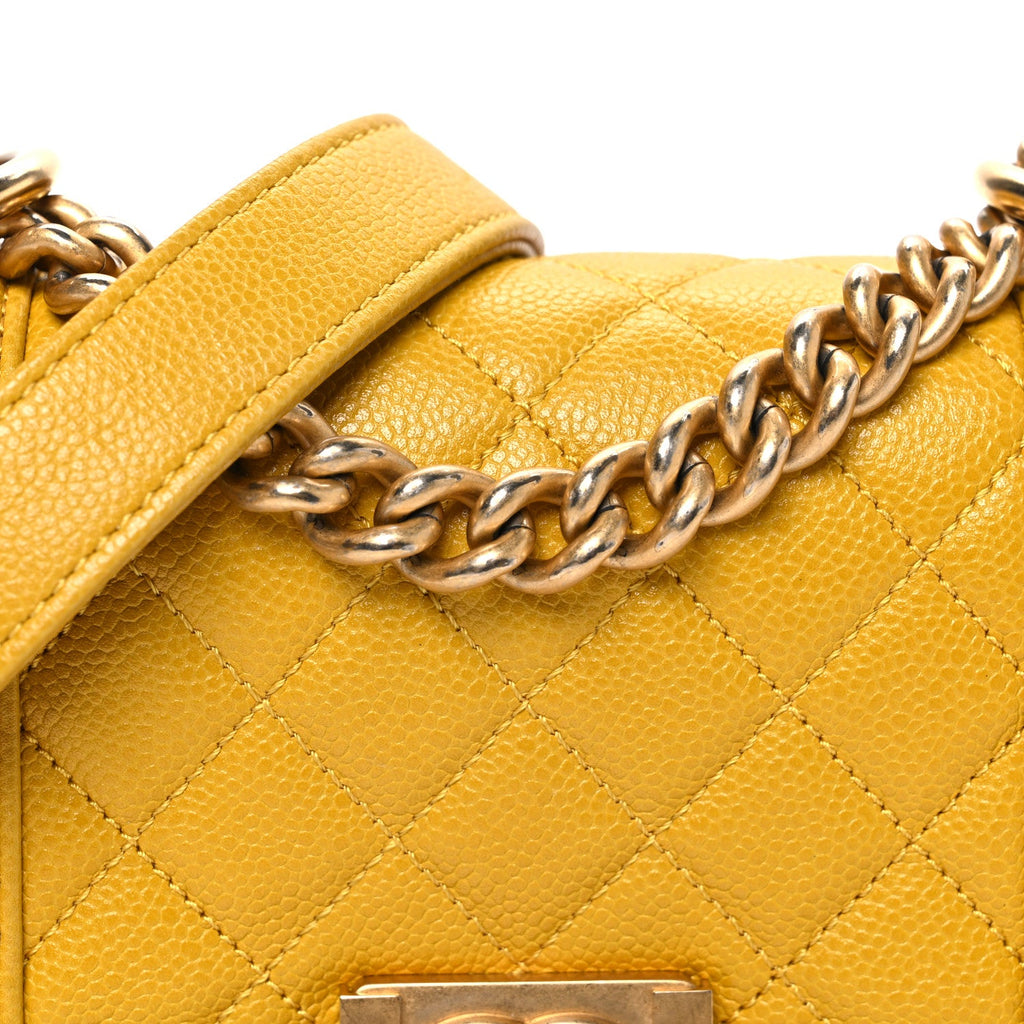 Chanel Caviar Quilted Mini Boy Flap Yellow
