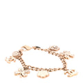 Enamel Crystal Pearl CC Lucky Charms Bracelet Gold White