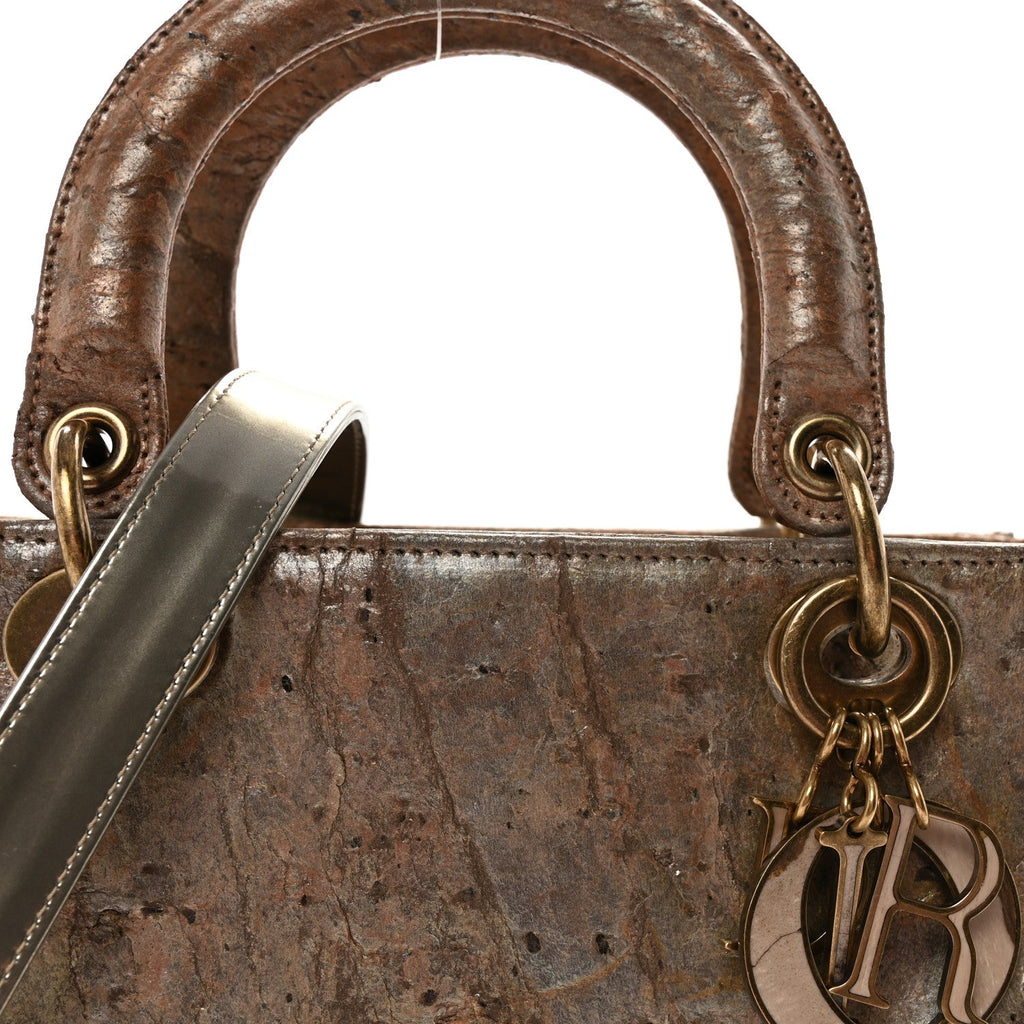 Christian Dior X LEE BUL Treated Calfskin Medium Lady Dior Art Bronze