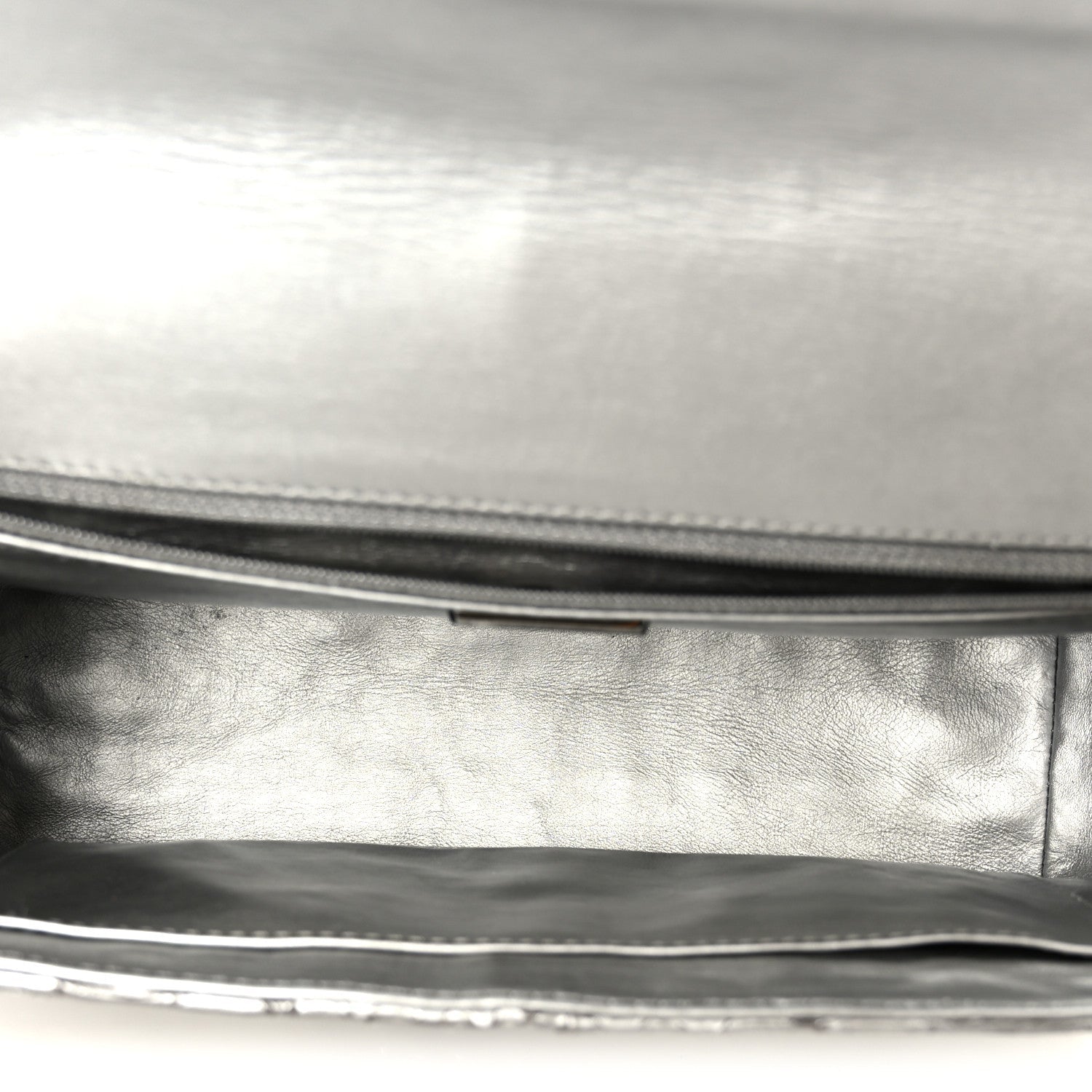 Chanel Metallic Snakeskin Medium Single Flap Silver