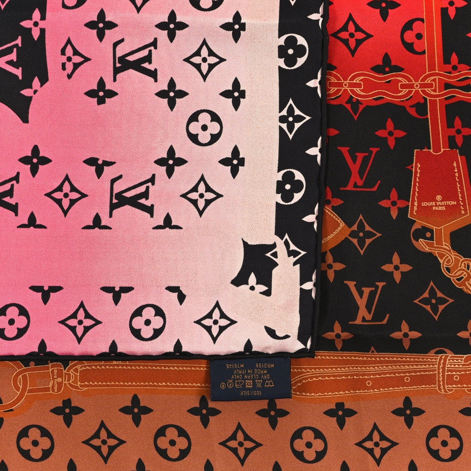 Louis Vuitton Silk Monogram Rising Confidential Square Scarf 70 Beige Multicolor