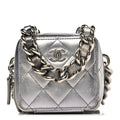 Chanel Gradient Metallic Lambskin Quilted Like A Wallet Clutch With Chain Silver Purple