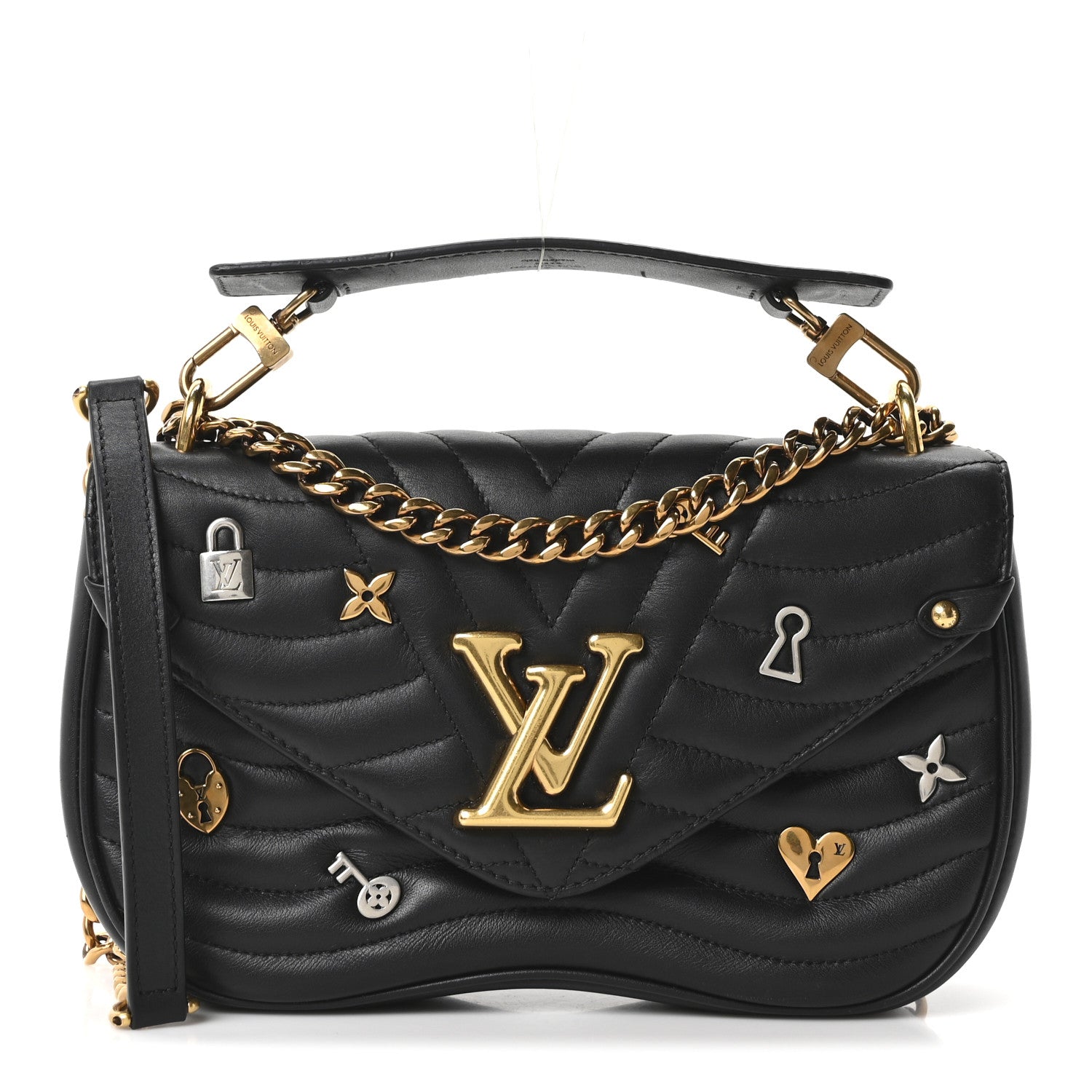 Louis Vuitton Calfskin Love Lock New Wave Chain MM Black