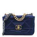 Chanel Satin Quilted Medium Chanel 19 Flap Blue
