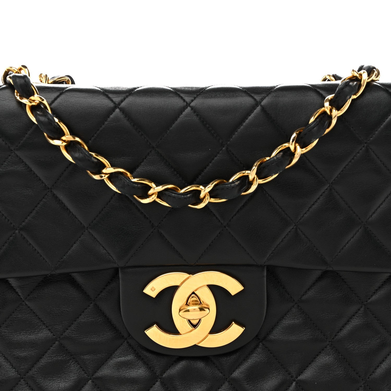 Chanel Lambskin Quilted XL Jumbo Single Flap Black
