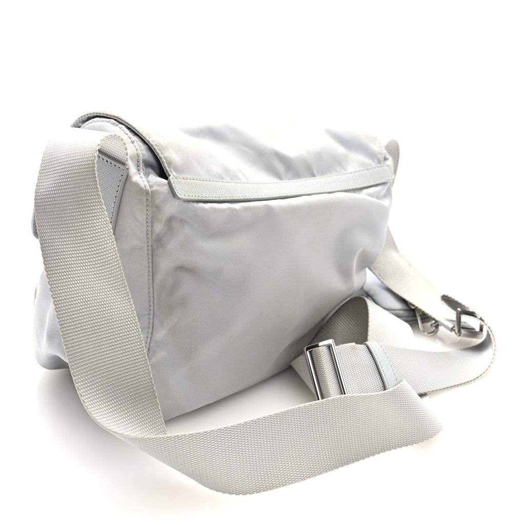 Prada Re-Nylon Vela Saffiano Pocket Double Buckle Messenger Shoulder Bag Fiordaliso