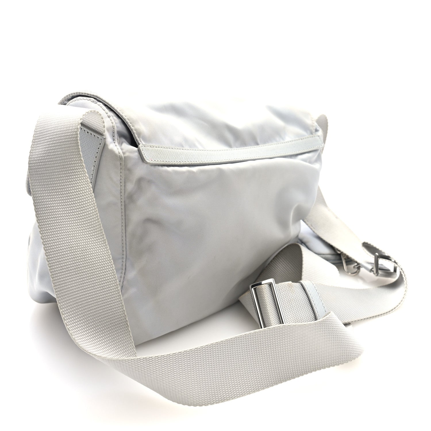 Prada Re-Nylon Vela Saffiano Pocket Double Buckle Messenger Shoulder Bag Fiordaliso