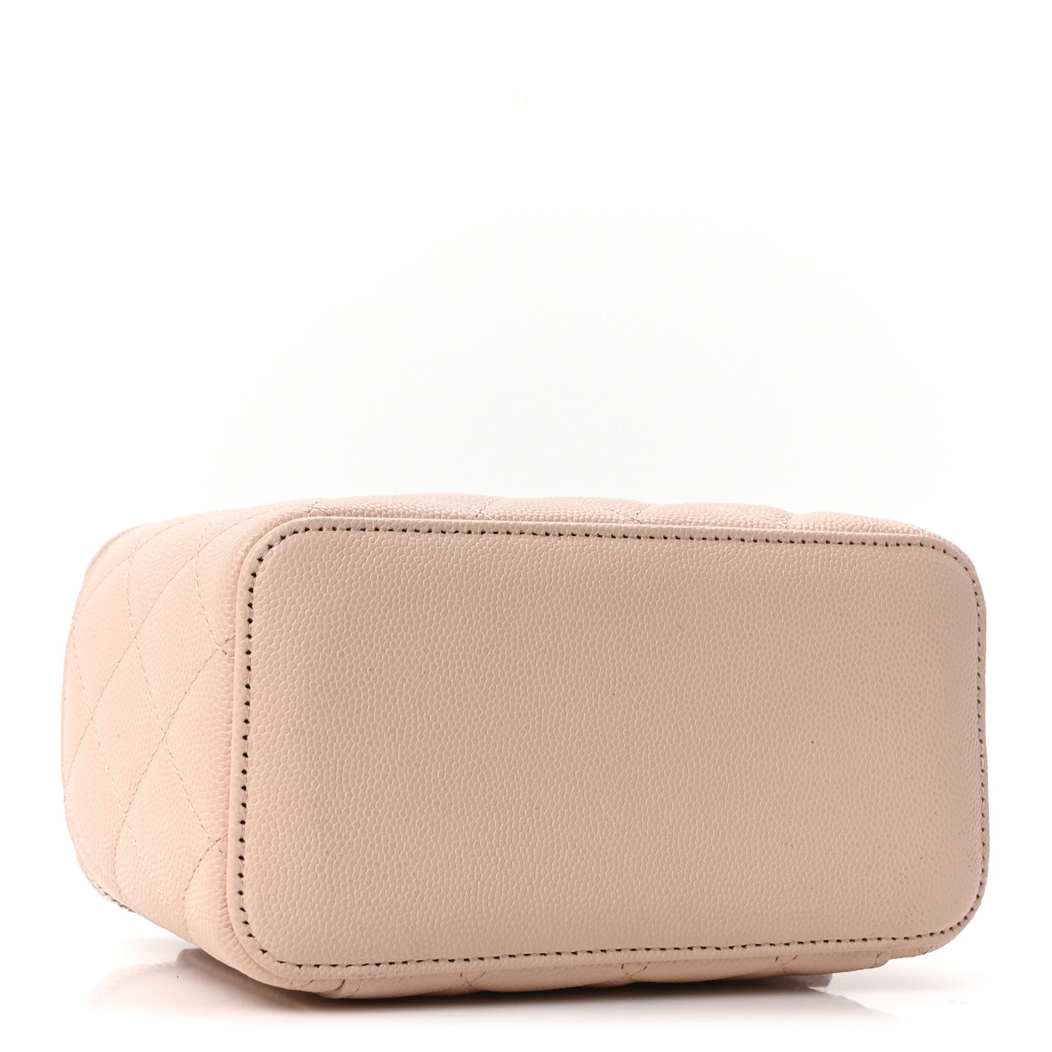 Chanel Caviar Quilted Small Vanity Case With Chain Light Beige