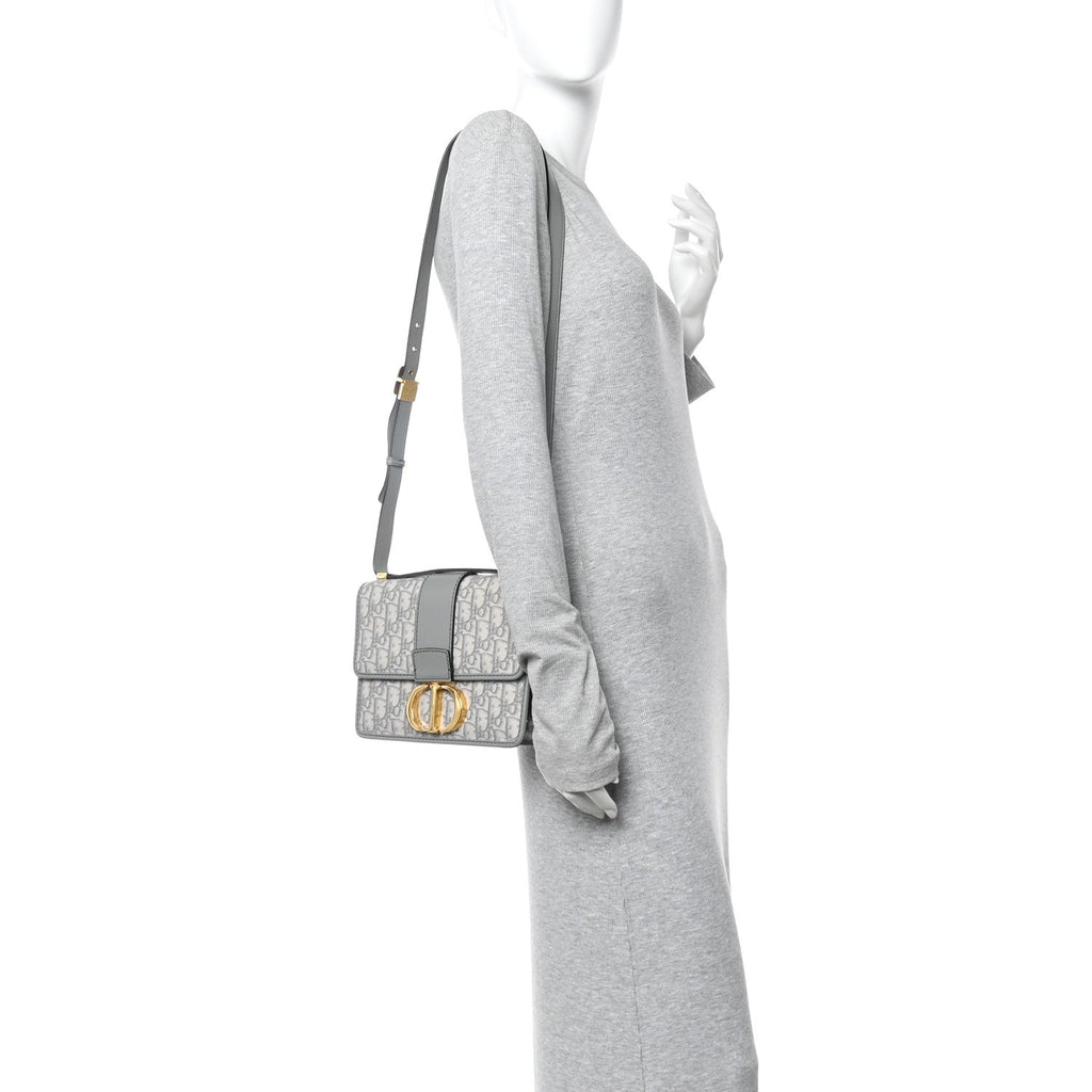 Christian Dior Oblique 30 Montaigne Flap Bag Grey