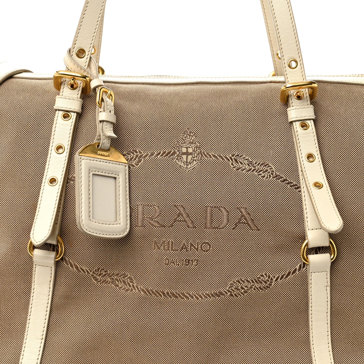 Prada Jacquard Logo Tote Corda Talco