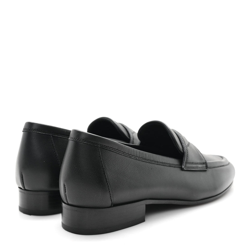 Calfskin Womens Stitched CC Loafers 36 Black