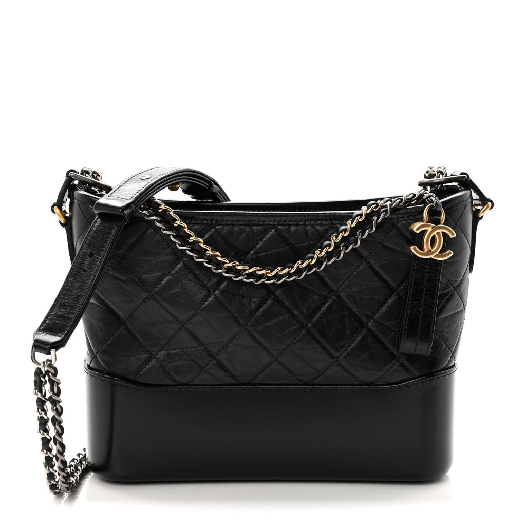Chanel Aged Calfskin Quilted New Medium Gabrielle Hobo Black
