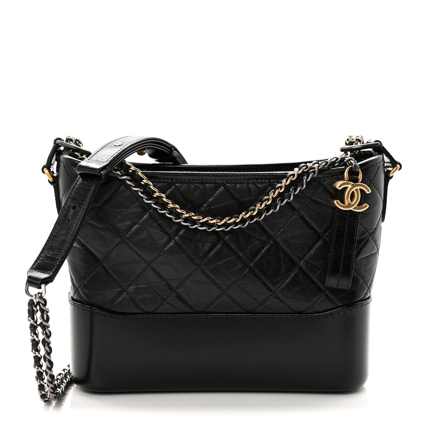 Chanel Aged Calfskin Quilted New Medium Gabrielle Hobo Black