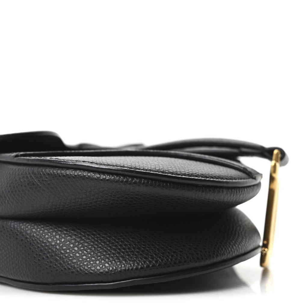 Christian Dior Grained Calfskin Mini Saddle Bag Black