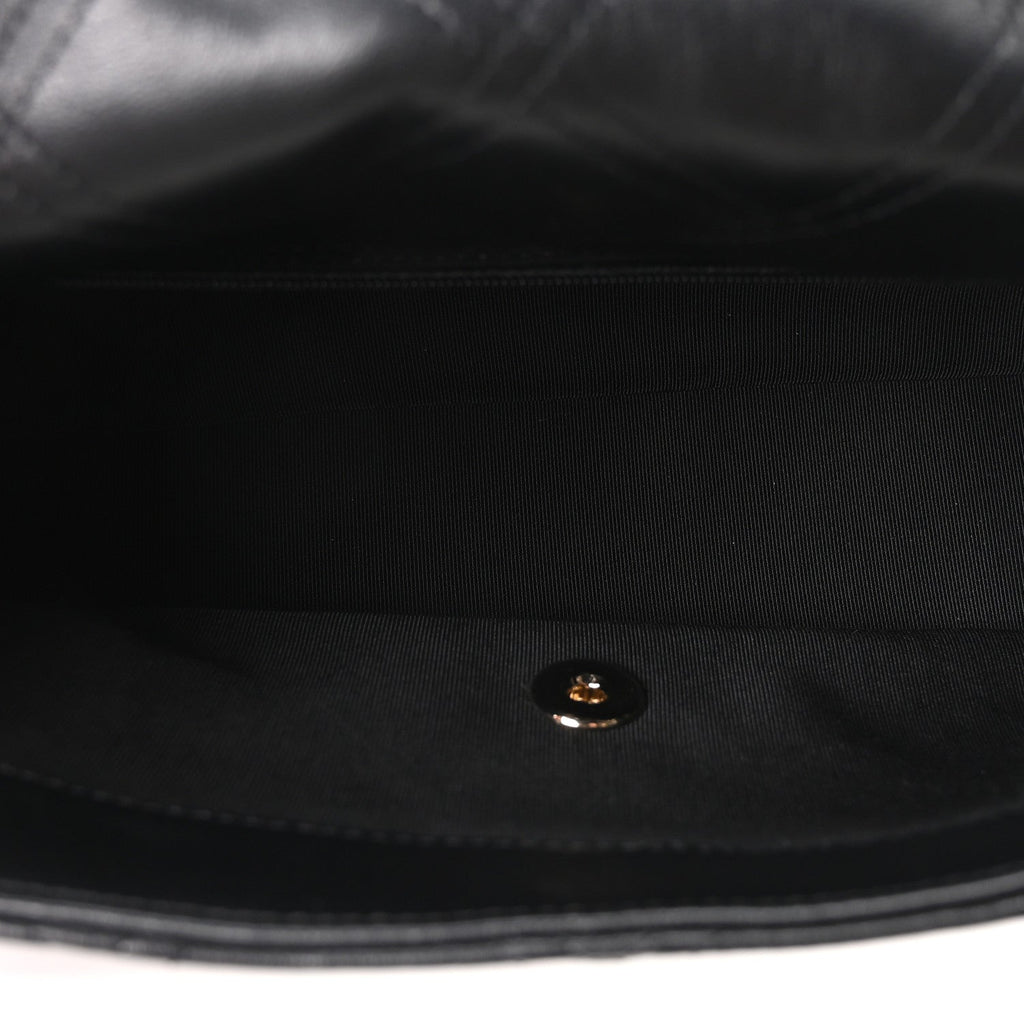 Chanel Lambskin Quilted Pearl Studded Flap Black