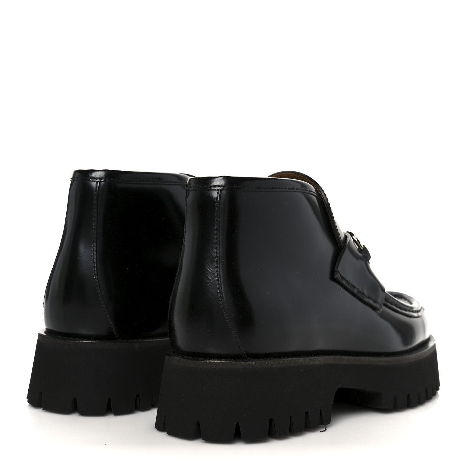 Gucci Cordovan Lux Womens Horsebit Platform Ankle Boots 38 Black