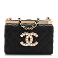 Chanel Lambskin Quilted Pearl CC Vanity Case Black