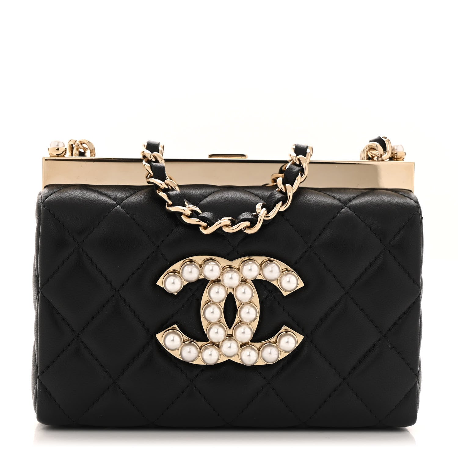 Chanel Lambskin Quilted Pearl CC Vanity Case Black