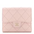 Caviar Quilted Compact Flap Wallet Light Pink