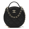 Chanel Caviar Quilted Round Handle With Care Vanity With Chain Black