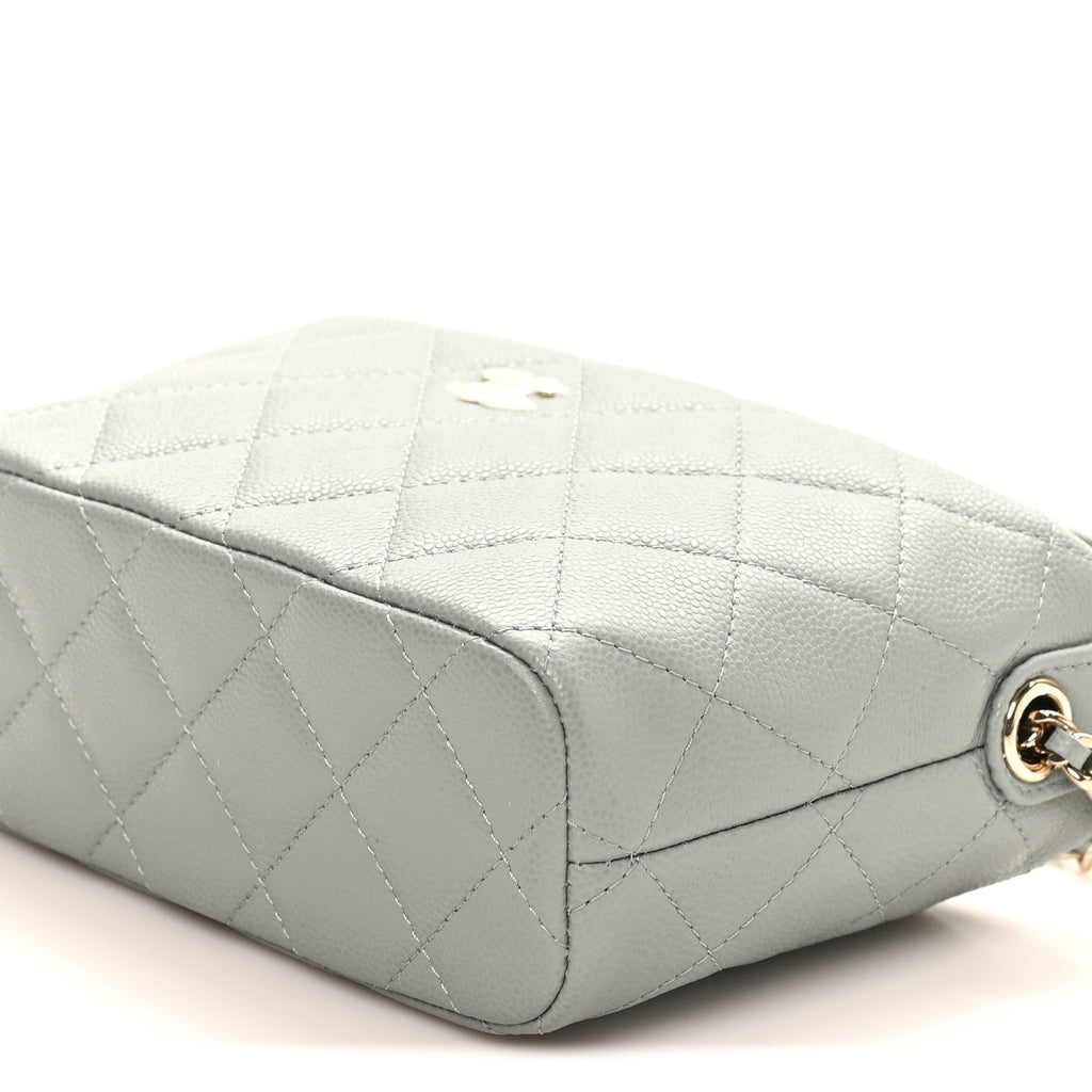 Chanel Caviar Quilted Hobo Clutch With Chain Light Green