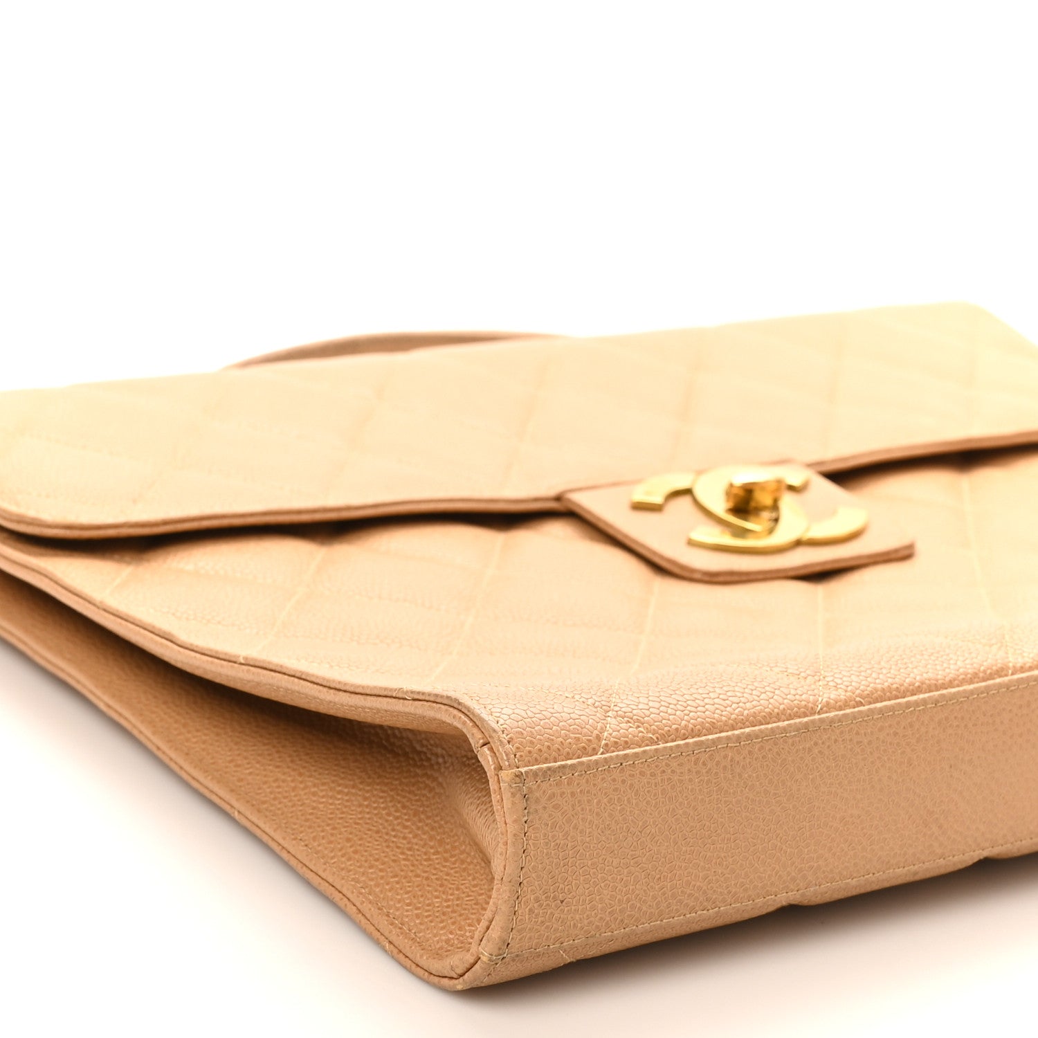 Chanel Caviar Quilted Briefcase Laptop Bag Beige