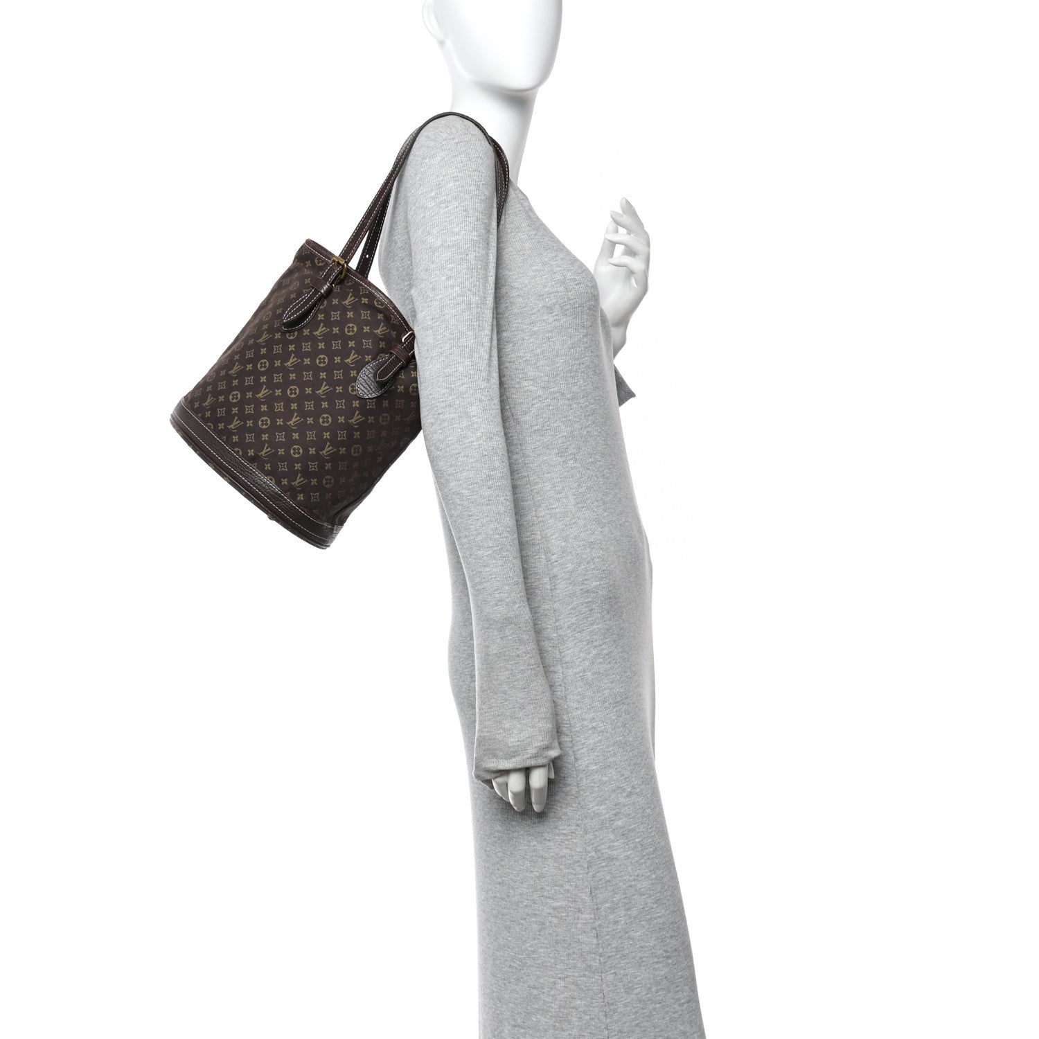 Louis Vuitton Mini Lin Monogram Bucket Bag Ebene