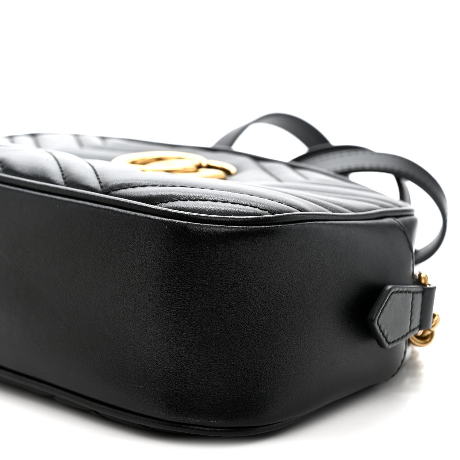 Gucci Calfskin Matelasse Small GG Marmont Chain Shoulder Bag Black