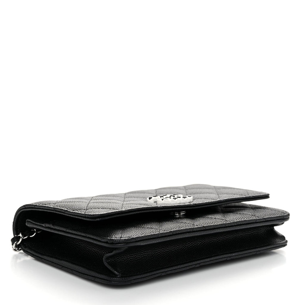 Chanel Caviar Quilted Chanel 19 Wallet On Chain WOC Black White