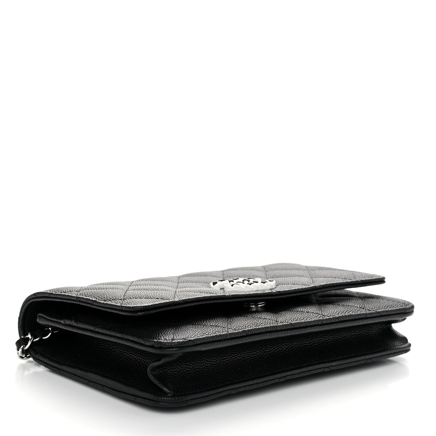 Chanel Caviar Quilted Chanel 19 Wallet On Chain WOC Black White