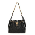 Chanel Braided Raffia Calfskin Quilted Small Chanel 25 Handbag Black White