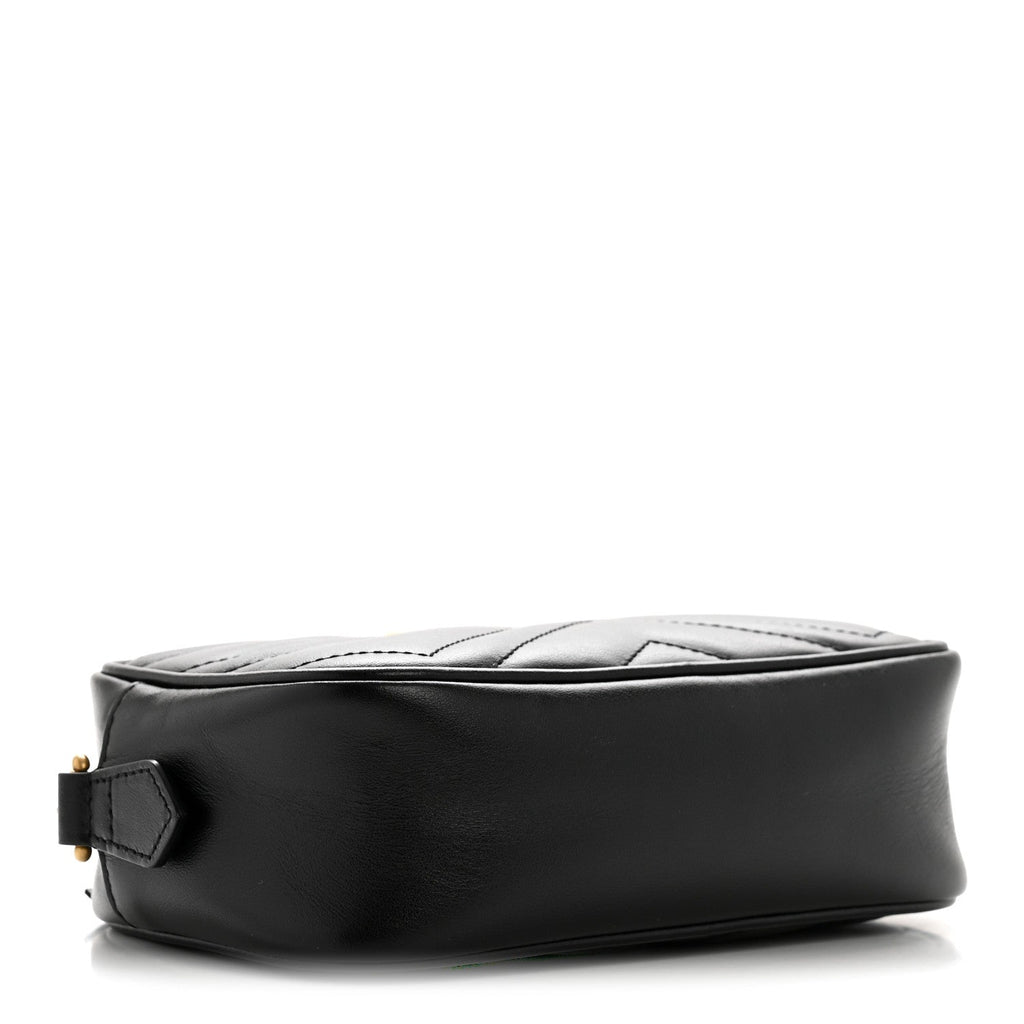 Gucci Calfskin Matelasse Mini GG Marmont Chain Shoulder Bag Black