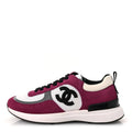 Mesh Suede Calfskin Womens CC Sneakers 36 White Dark Pink Grey