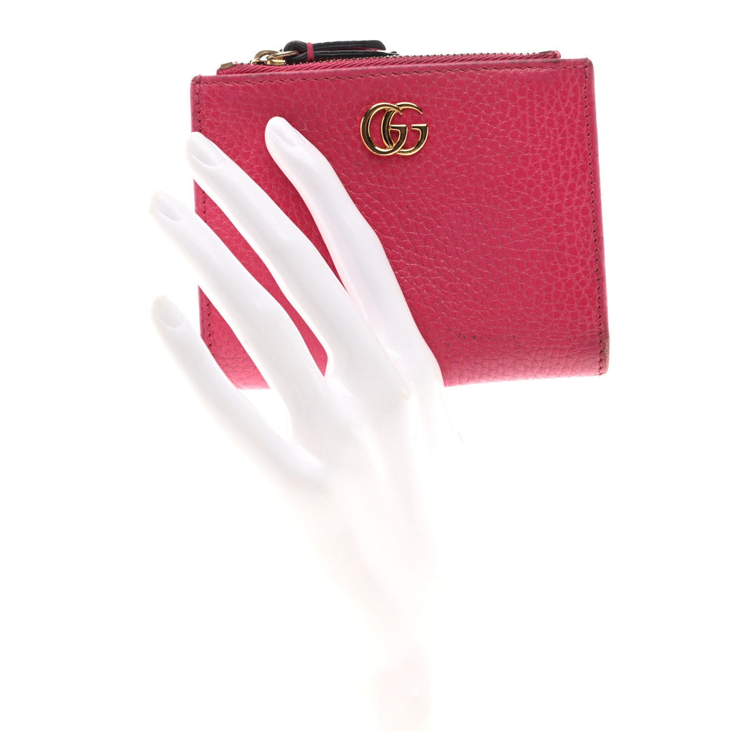 Gucci Dollar Calfskin GG Marmont Compact Wallet Box Pink