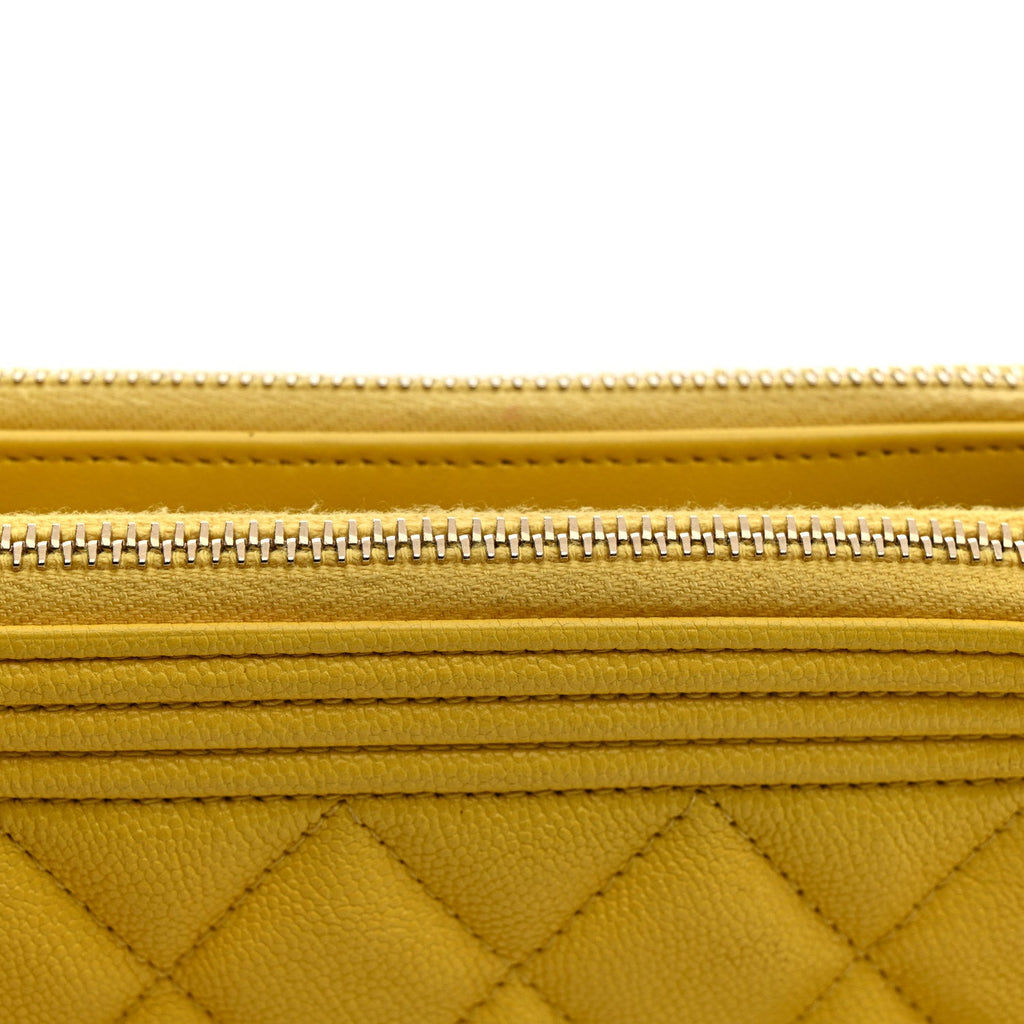 Chanel Caviar Quilted Small Boy Clutch With Chain Yellow