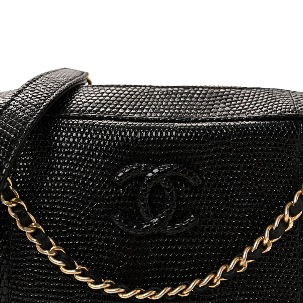Chanel Lizard Coco Vintage Camera Case Black