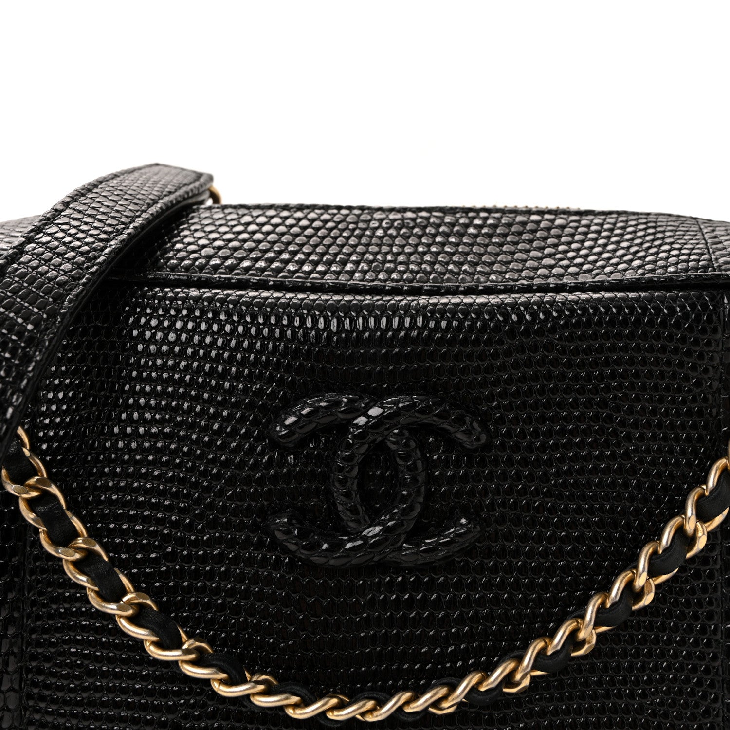 Chanel Lizard Coco Vintage Camera Case Black