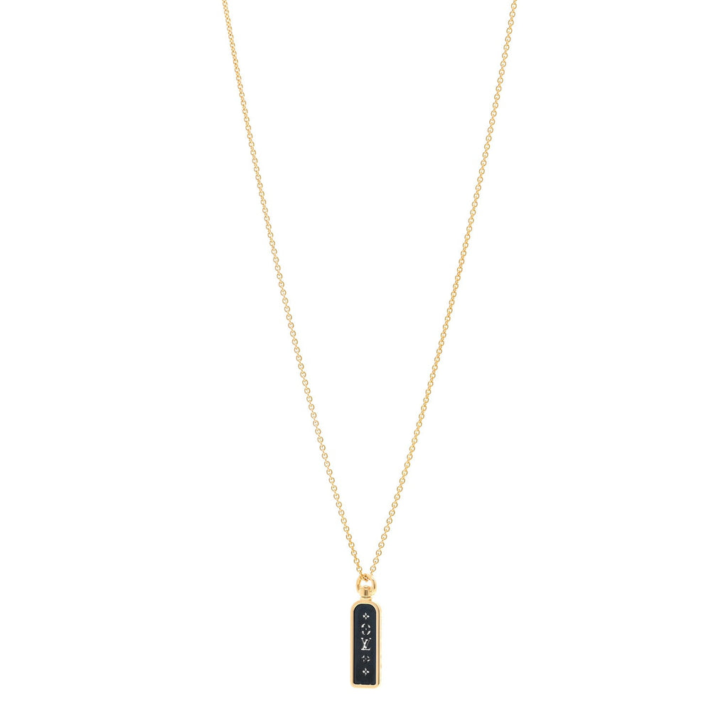Louis Vuitton 18K Yellow Gold Blue Titanium Small Les Gastons Tag Pendant Necklace