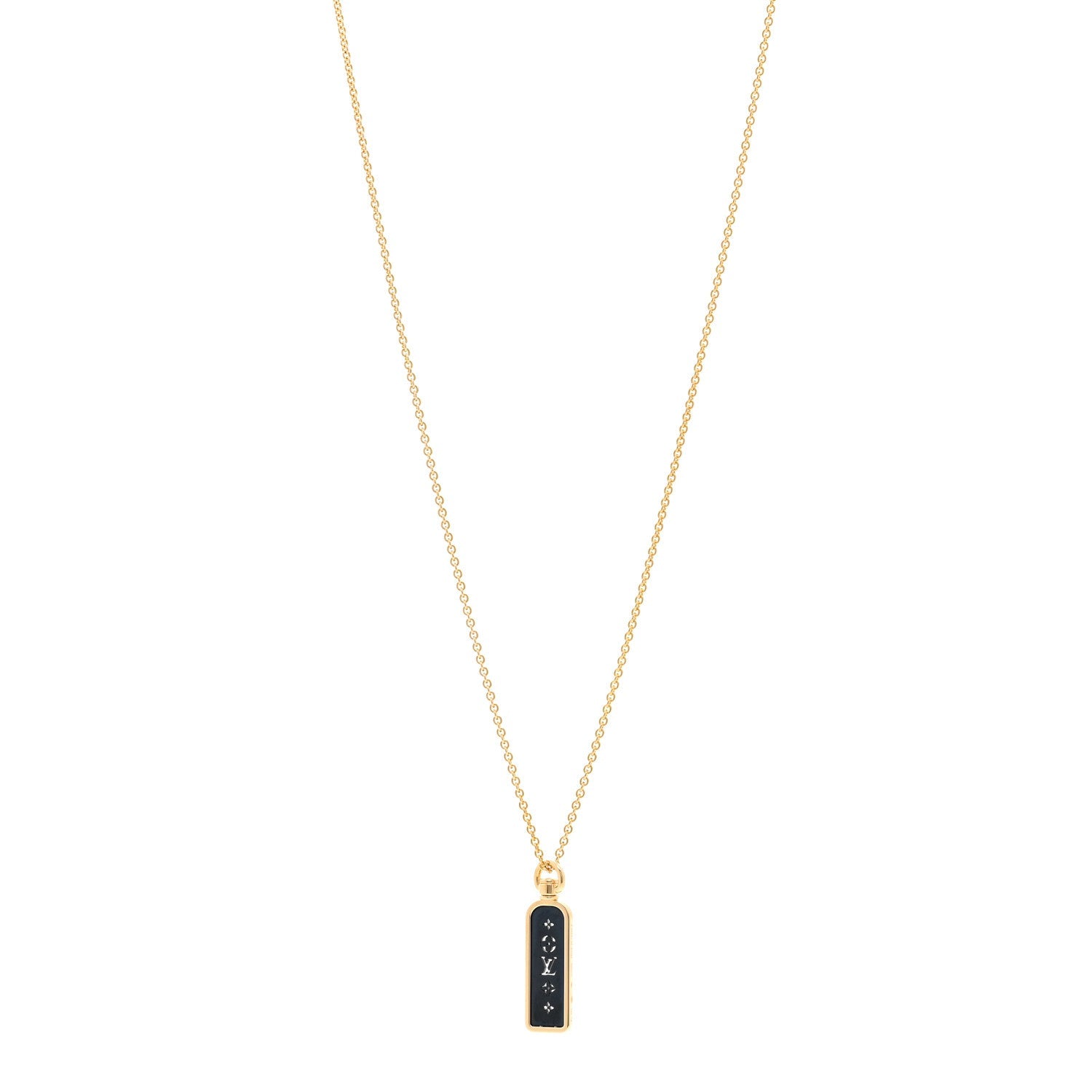 Louis Vuitton 18K Yellow Gold Blue Titanium Small Les Gastons Tag Pendant Necklace