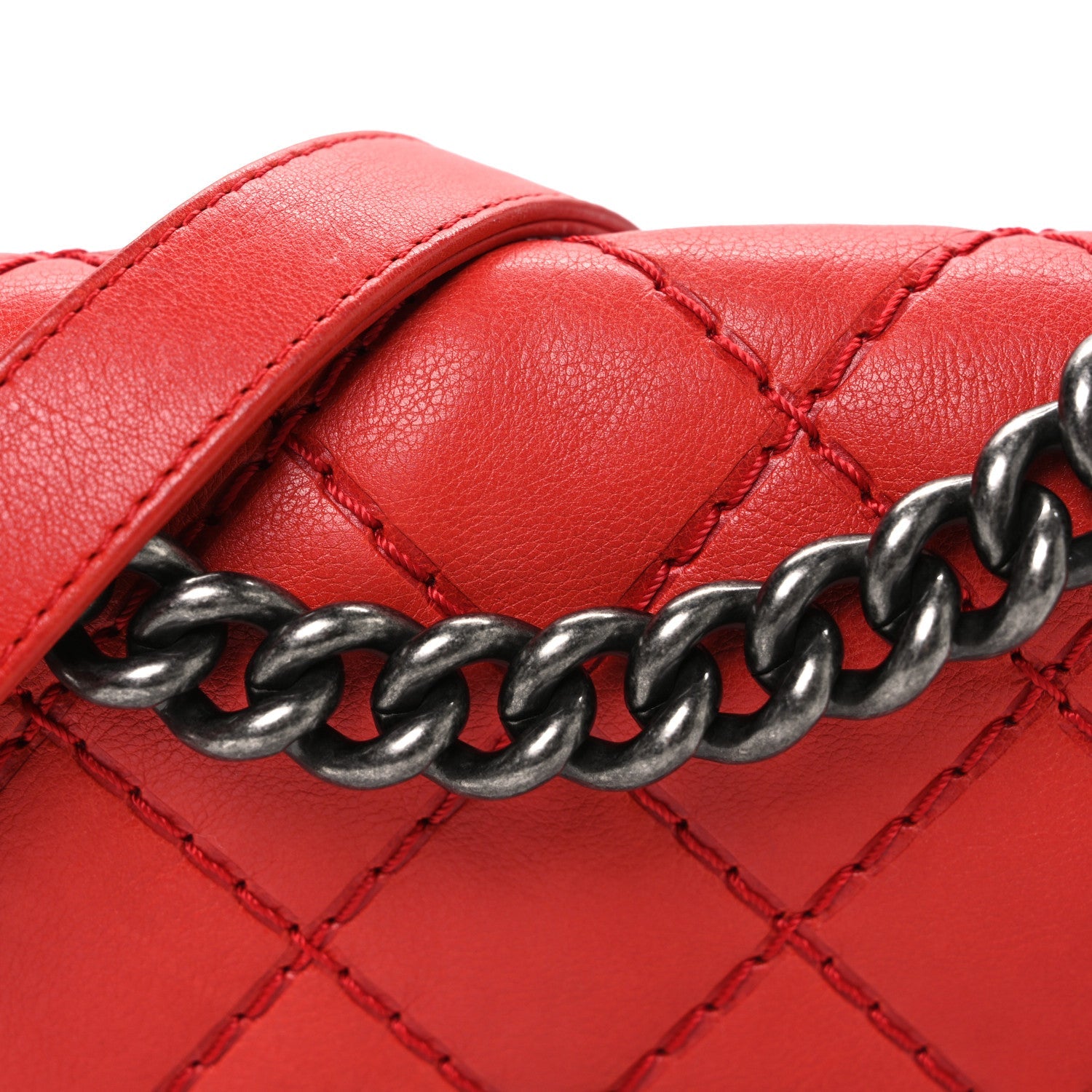 Chanel Calfskin Double Stitch Small Boy Flap Red
