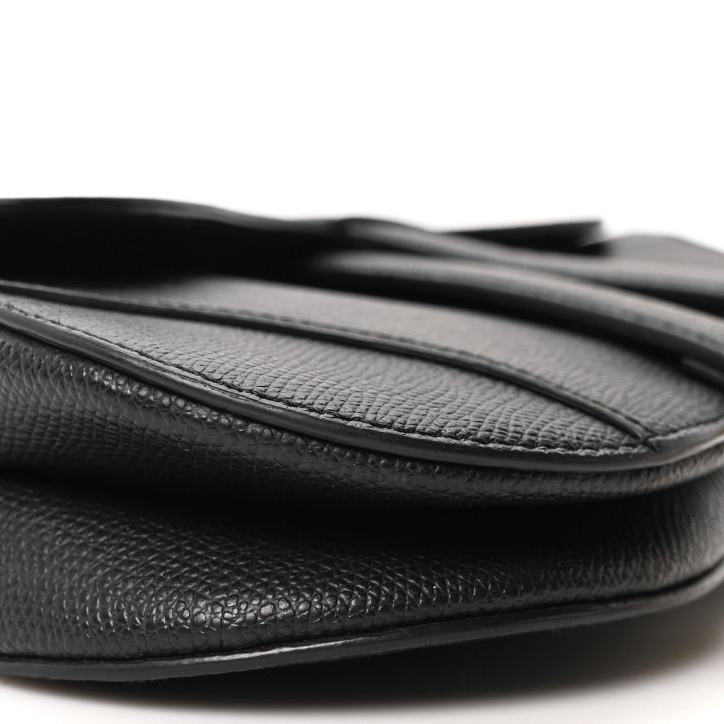 Christian Dior Grained Calfskin Mini Saddle Bag Black