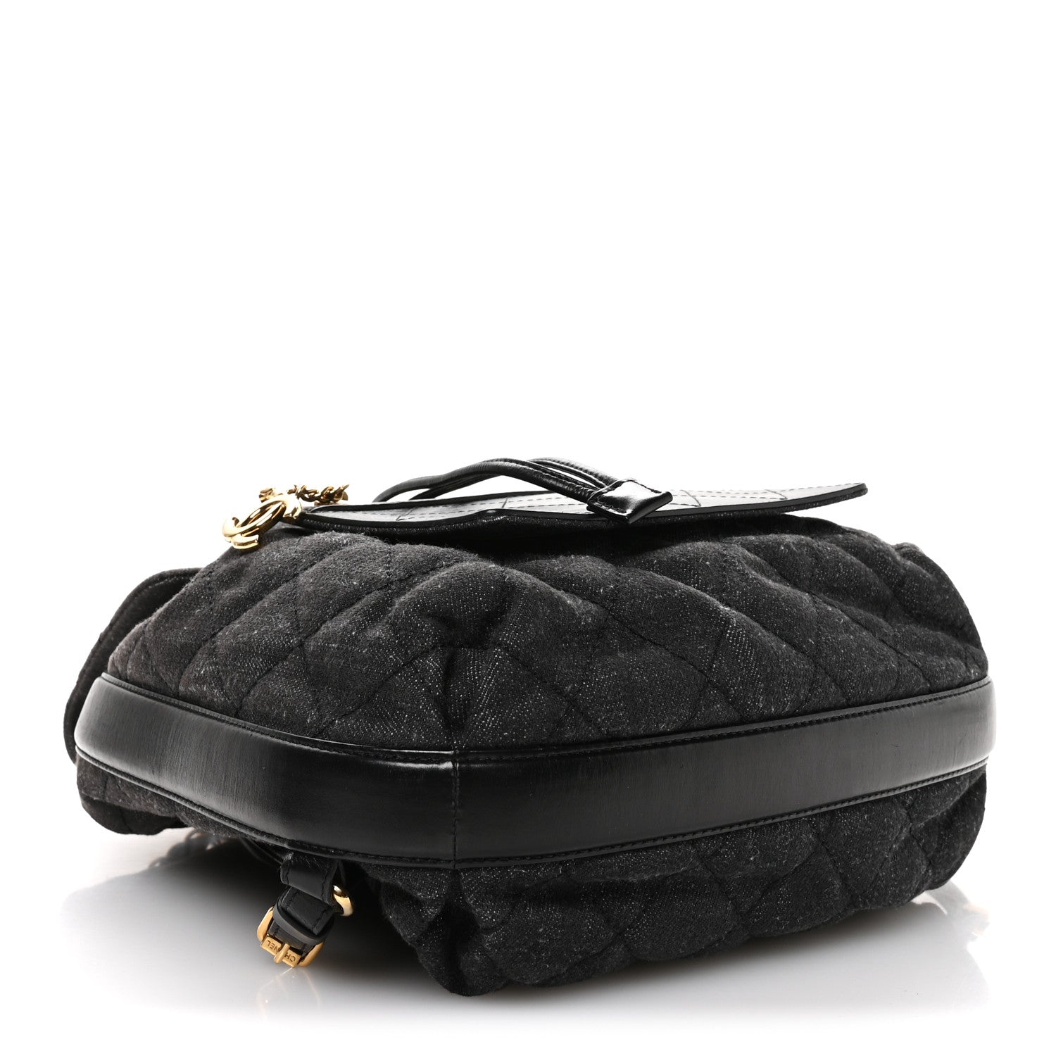 Chanel Denim Calfskin Quilted Backpack Dark Grey Black