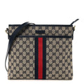 Gucci GG Supreme Monogram Web Flat Messenger Bag Navy