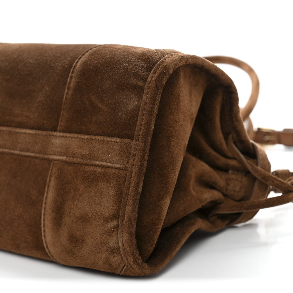Prada Suede Triangle Medium Bonnie Shoulder Bag Cacao