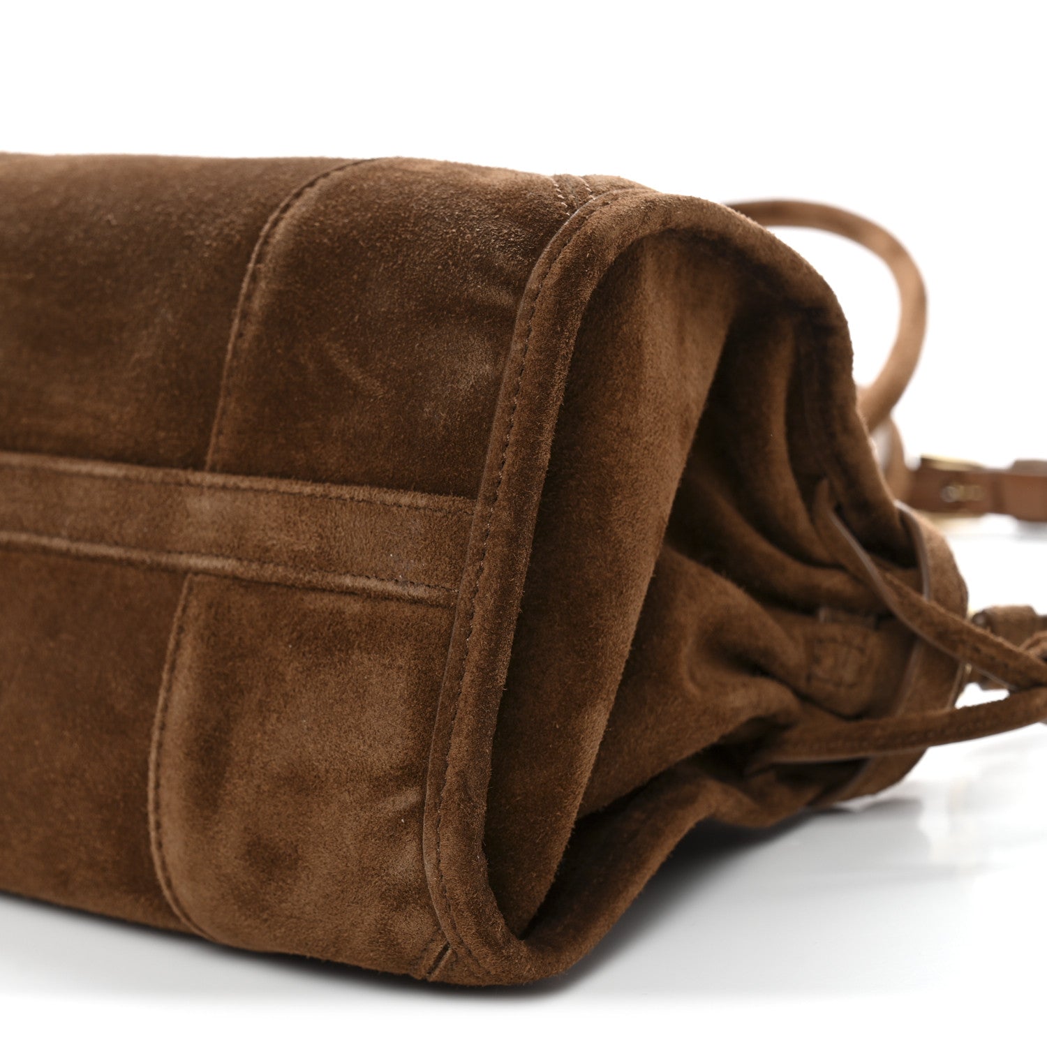 Prada Suede Triangle Medium Bonnie Shoulder Bag Cacao