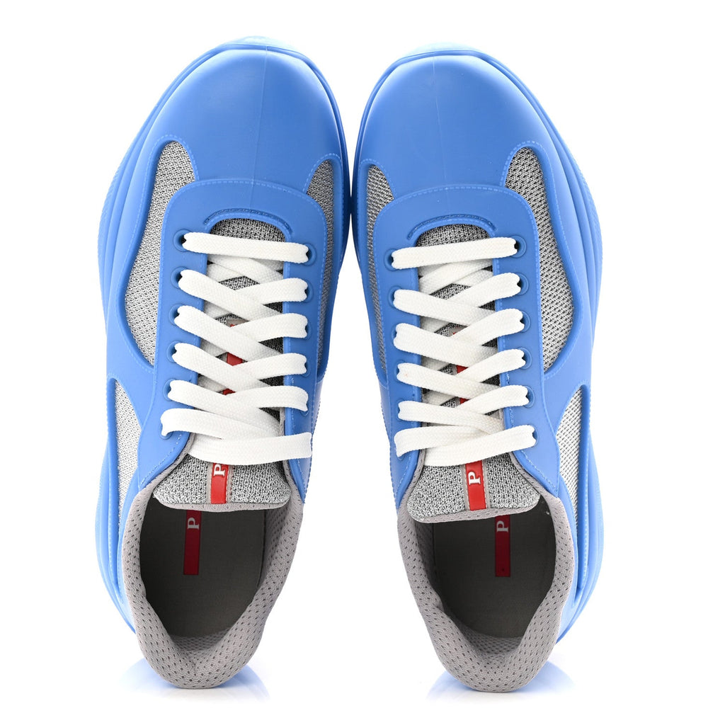 Prada Soft Rubber Mesh Mens America's Cup Sneakers 41 Blue