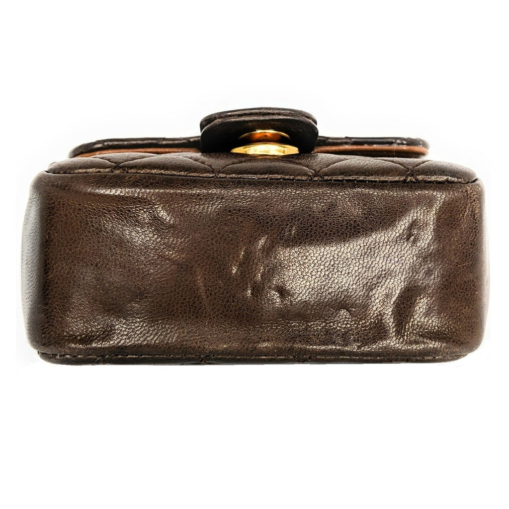 Chanel Vintage Brown Quilted Micro Belt Bag