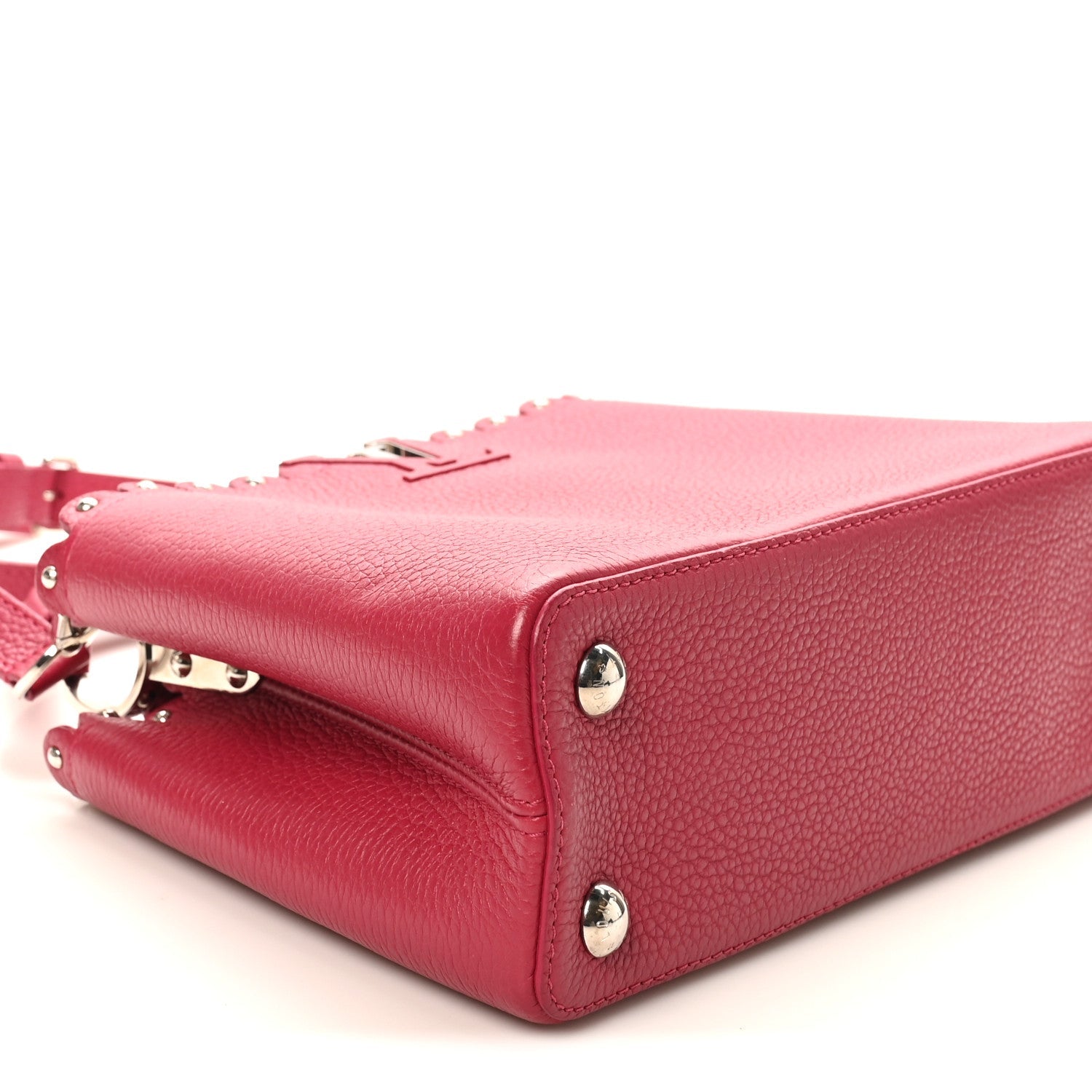 Louis Vuitton Taurillon Lace Croquets Capucines BB Groseille