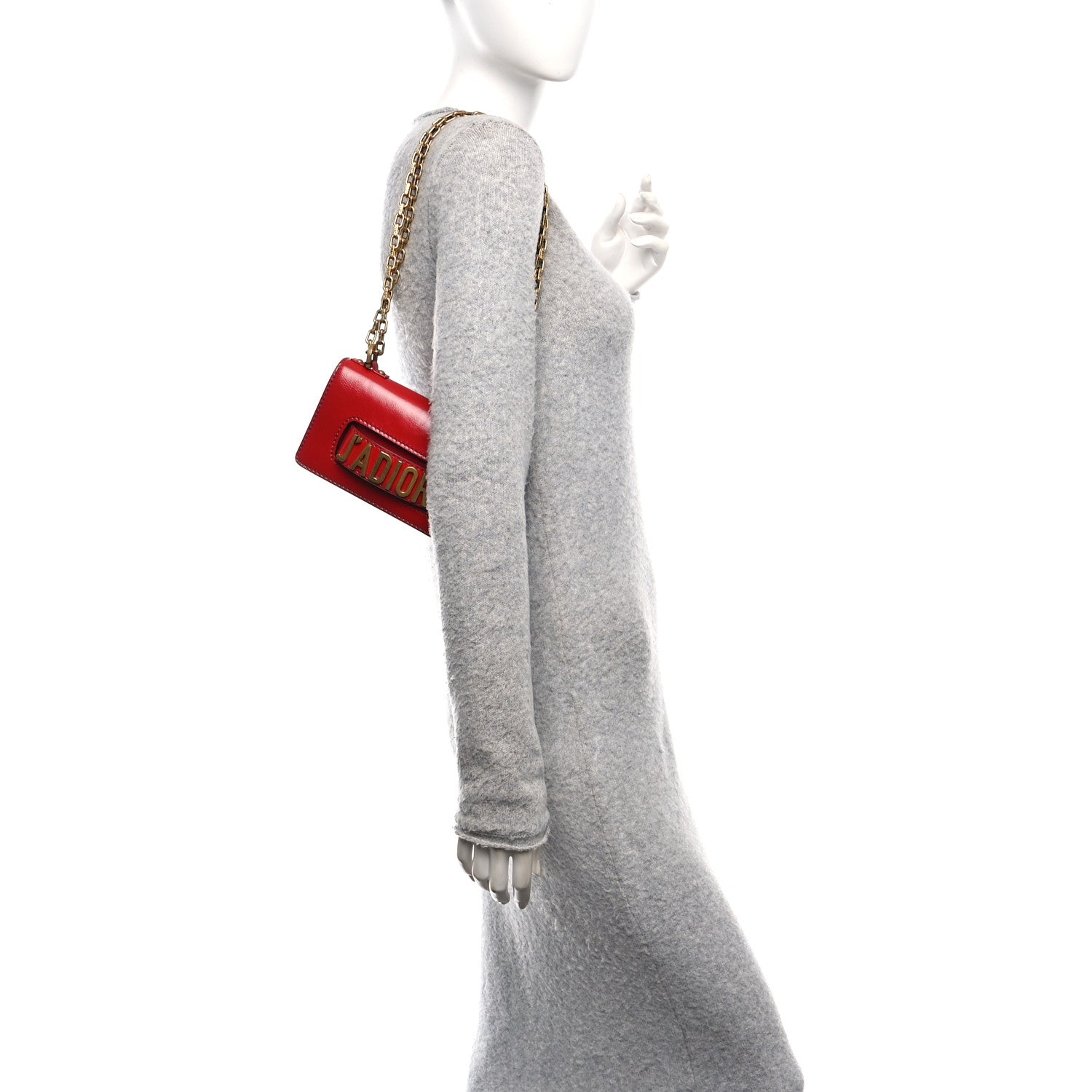 Christian Dior Calfskin J'Adior Chain Flap Bag Red
