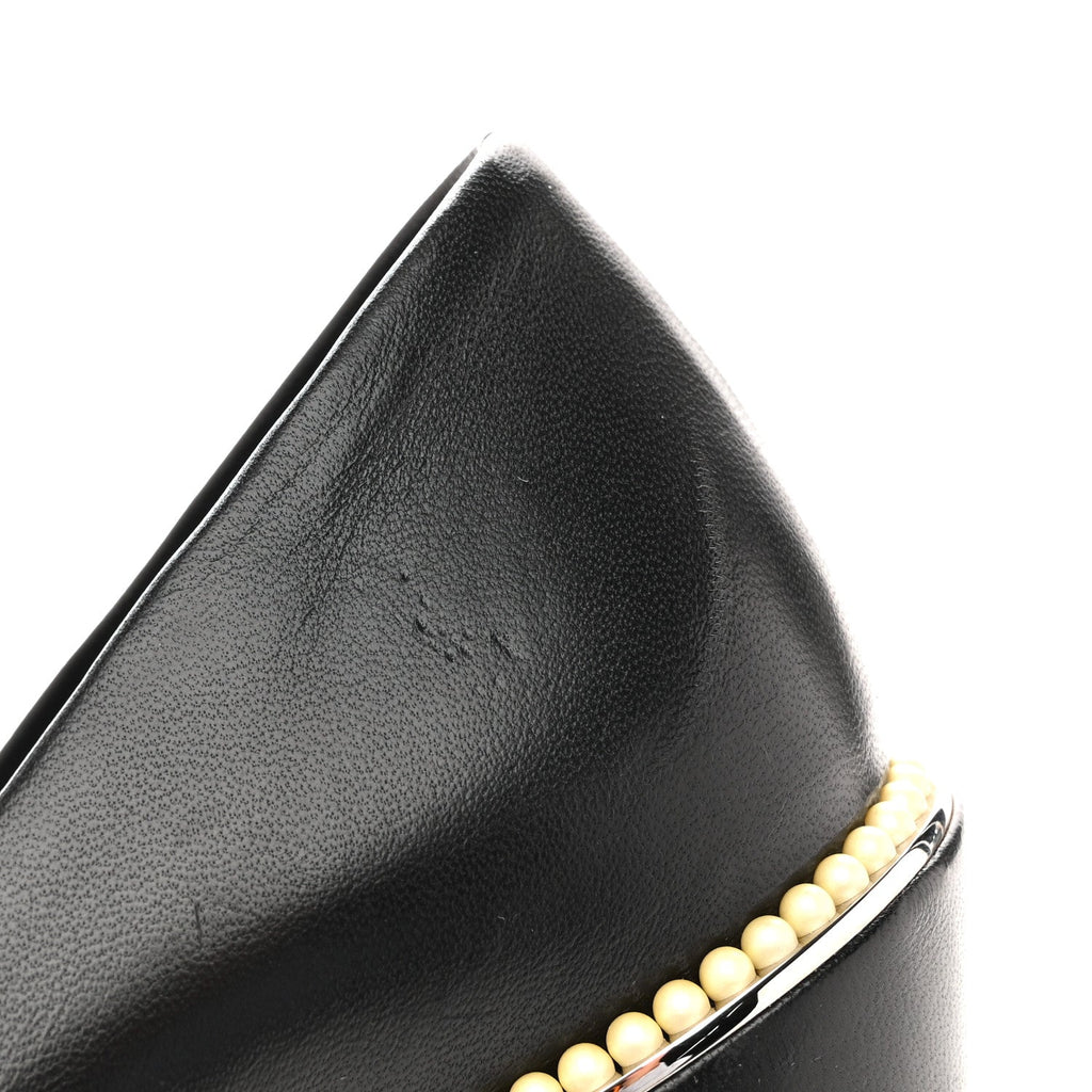 Lambskin Pearl Cap Toe Pumps 35 Black